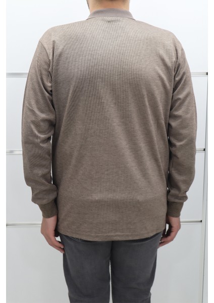 Fistan Store Erkek Çizgili Klasik Kesim Rahat Kalıp Polo Yaka Tek Cepli Kışlık Kazak modelleri