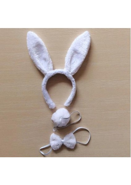 Tavşan Kostüm Seti Taç Papyon Kuyruk Beyaz Renk (5332) modelleri