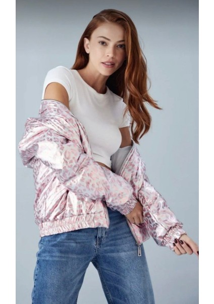 Kadın Şişme Mont Leopar Desenli Varaklı fiyatları