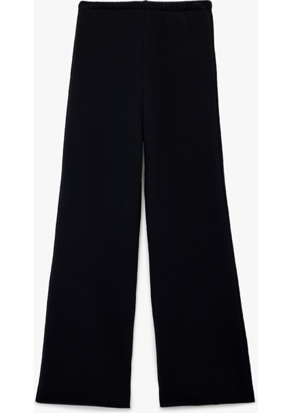 Beli Lastikli Yüksek Bel Ispanyol Paça Uzun Eşofman Altı