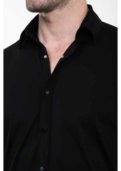 Düz Siyah Slim Fit Çıtçıtlı Erkek Gömlek Pantolon Takım fiyatları