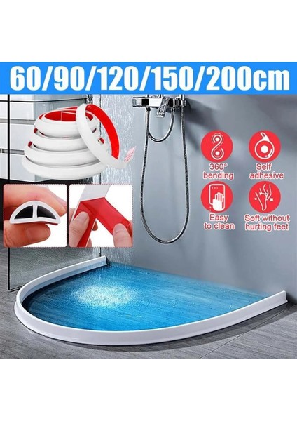2 Metre Yapışkanlı Su Bariyeri Silikon Sızdırmazlık ve Izolasyon Bandı Duş, Kapı Eşiği, Tezgah Üstü