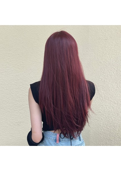 Kızıl Kahverengi Düz Tül Peruk