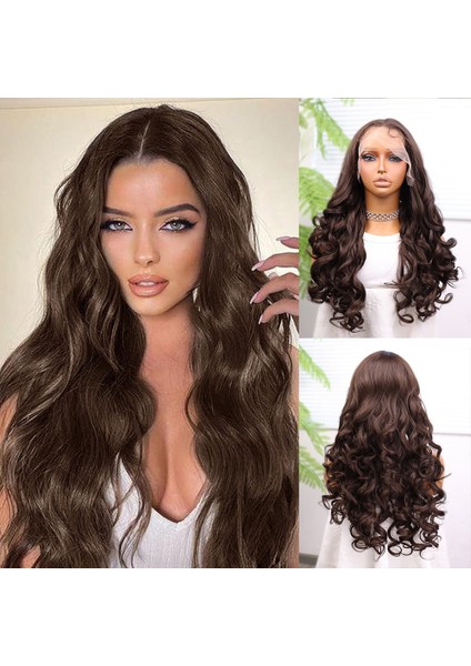 Kumral Bebek Saçlı Fiber Sentetik Dalgalı Tül Peruk