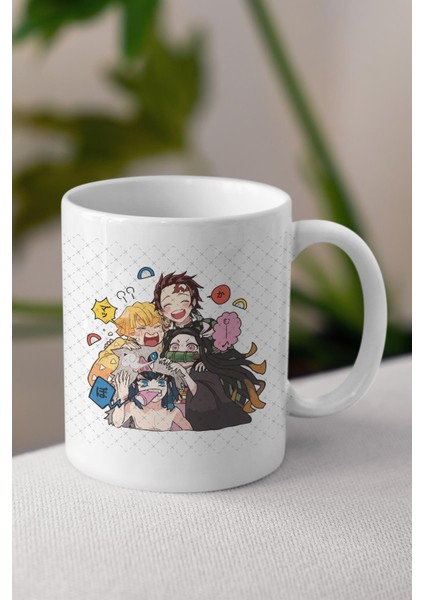 Iblis Keser Demon Slayer Temalı Beyaz Kupa Bardak Arkadaşa Sevgiliye Hediye