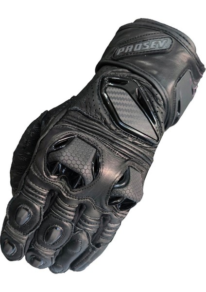 Motosiklet Eldiveni Racing Full Koruma Leather Deri Motorcu Eldiven Siyah