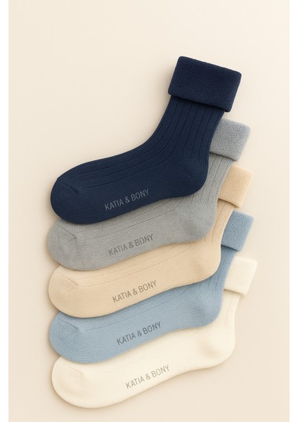 Çocuk 5 li Paket Havlu Soket Çorap Mavi Mix