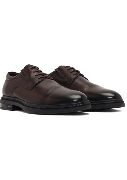 Erkek Kahverengi Bağcıklı Deri Klasik Ayakkabı 25WFD695018 fiyatları