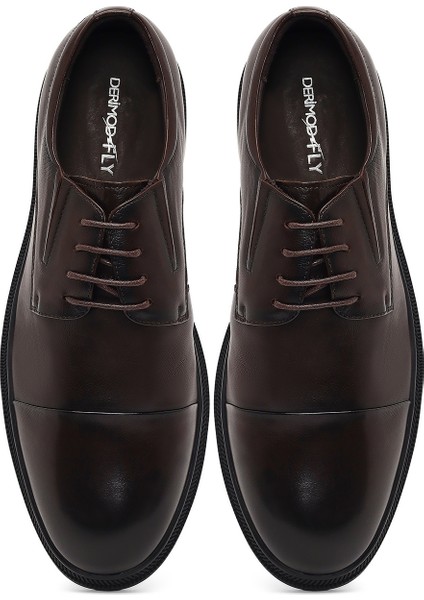 Erkek Kahverengi Bağcıklı Deri Klasik Ayakkabı 25WFD695018