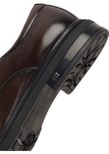 Erkek Kahverengi Bağcıklı Deri Klasik Ayakkabı 25WFD695018