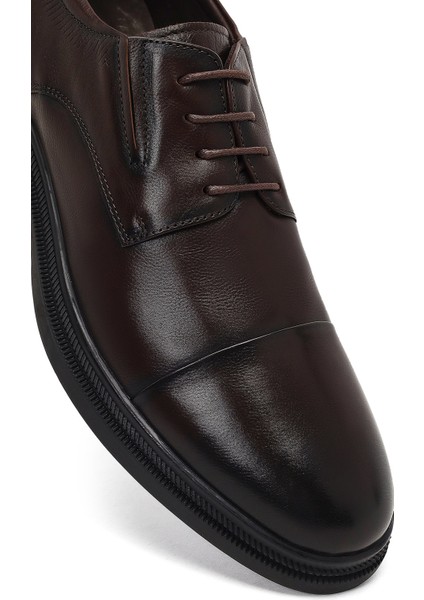 Erkek Kahverengi Bağcıklı Deri Klasik Ayakkabı 25WFD695018