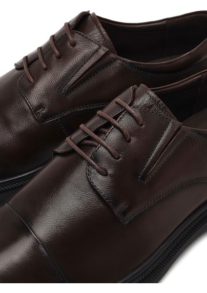 Erkek Kahverengi Bağcıklı Deri Klasik Ayakkabı 25WFD695018