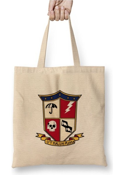 Umbrella Academy Logo Beyaz Bez Çanta Uzun Saplı Alışveriş Çantası Plaj Çantası