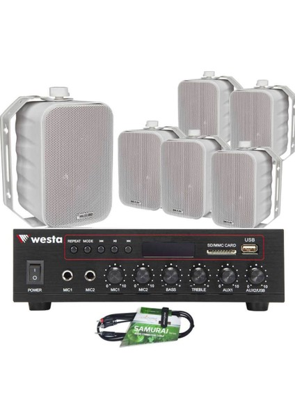 Mağaza Ses Sistemi Seti | 6 Hoparlörlü Güçlü Anfi ile Net ve Kaliteli Ses Deneyimi