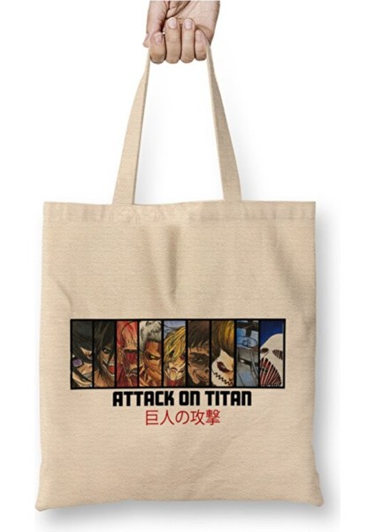 Attack On Titan Bez Çanta Uzun Saplı Alışveriş Çantası Plaj Çantası