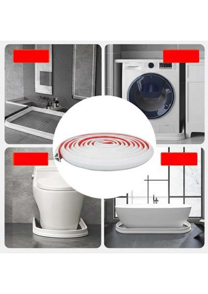 2 Metre Yapışkanlı Su Bariyeri Silikon Sızdırmazlık ve Izolasyon Bandı Duş, Kapı Eşiği, Tezgah Üstü indirimleri