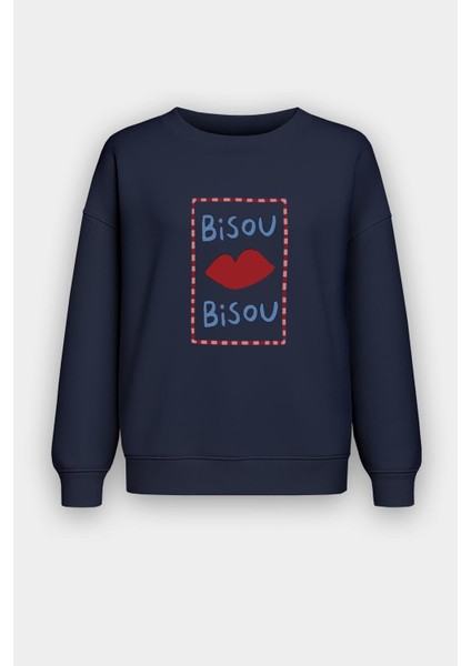 Kadın Premium Kumaş Şardonlu Baskılı Oversize Sweatshirt