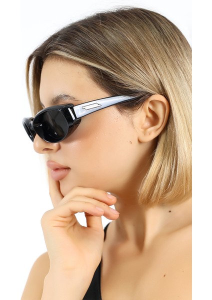 Kadın Geometrik Siyah UV400 Güneş Gözlüğü WP25-33 C2 fırsatları