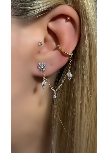 Ithal Çiçekli Kıkırdak Küpe fiyatları