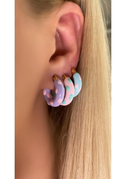 Toz Pembe Mineli Donut Küpe modelleri