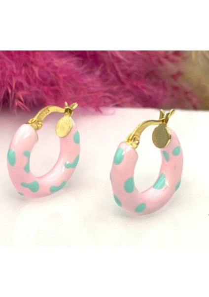 Toz Pembe Mineli Donut Küpe fırsatları