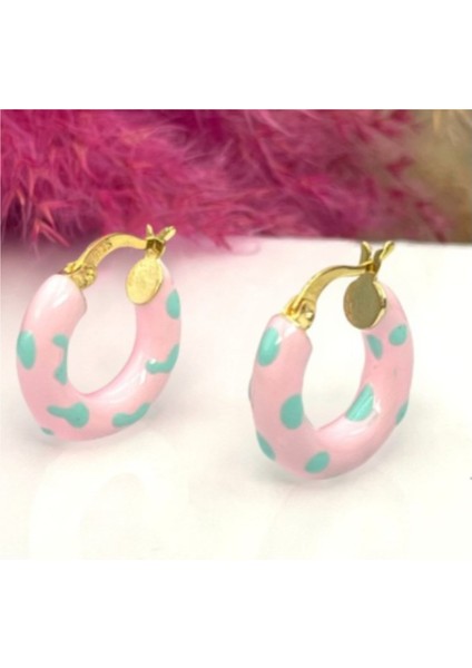 Toz Pembe Mineli Donut Küpe indirimleri