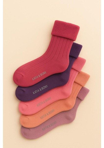 Çocuk 5'li Havlu Soket Çorap Mor Mix