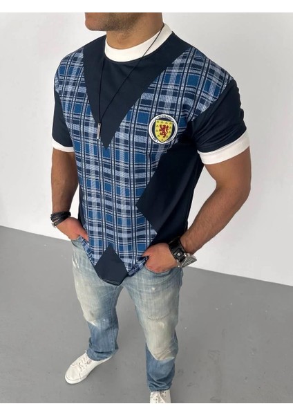 Unisex Bisiklet Yaka Baskılı Oversize T-Shirt - Siyah modelleri