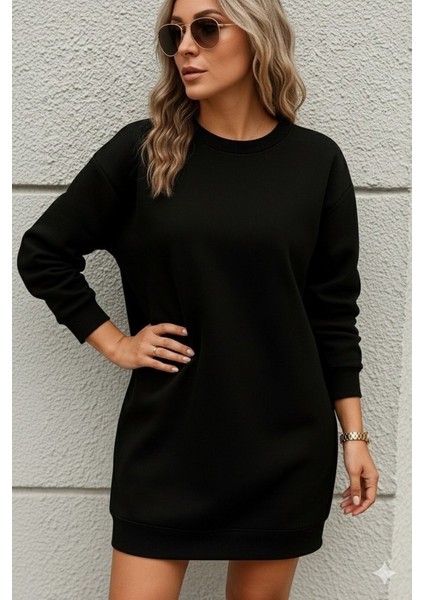 Kadın Uzun Kollu Bisiklet Yaka Iki Iplik Elbise