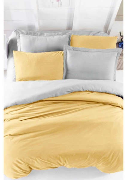 Çift Kişilik Lastikli Çarşaflı Nevresim Takımı Pamuklu Four Season Hardal Gri fiyatları