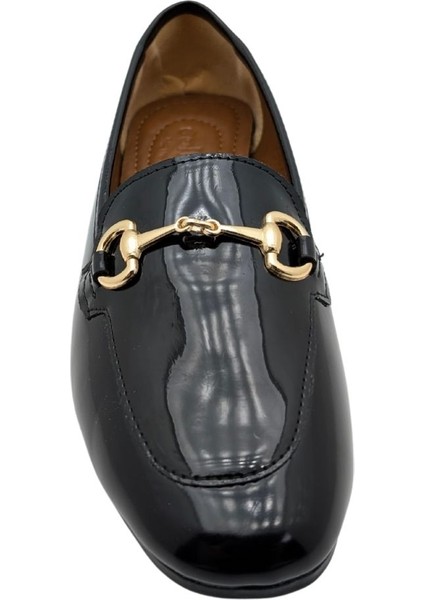 Vivianne | Kadın Suni Deri Babet - Siyah-Rugan - 40 modelleri