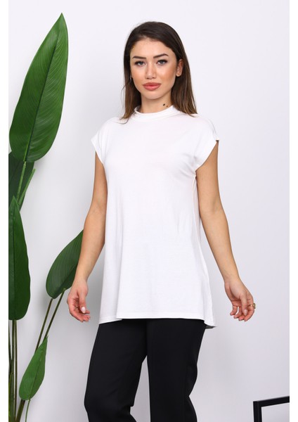 Ekru Dik Yaka Sıfır Kol İçlik modelleri