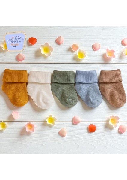 Organik Pamuk Unisex 5'li Kutulu Dino Yeni Doğan Bebek Çorabı-Çocuk Çorabı