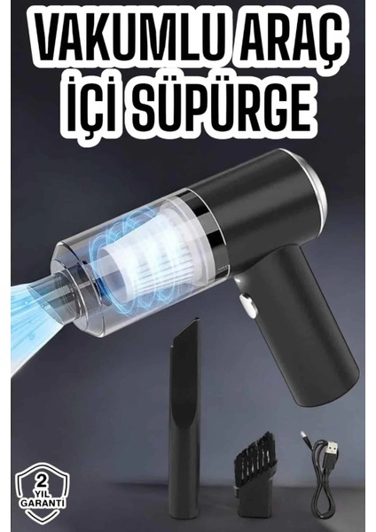 Üflemeli Güçlü Vakumlu Ev Ofis Araç Süpürgesi El Süpürgesi Şarjlı