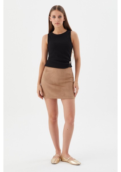 Süet Etek Bej modelleri