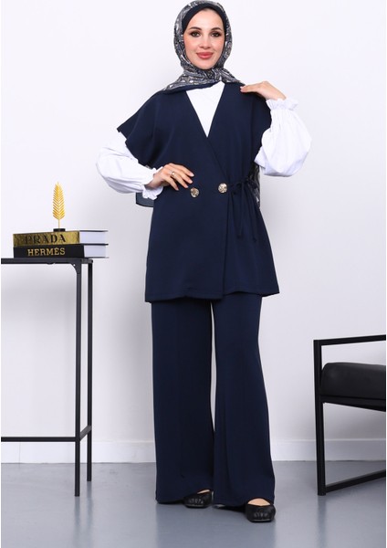 Lacivert Yelek Pantolonlu Cupra Modal Takım