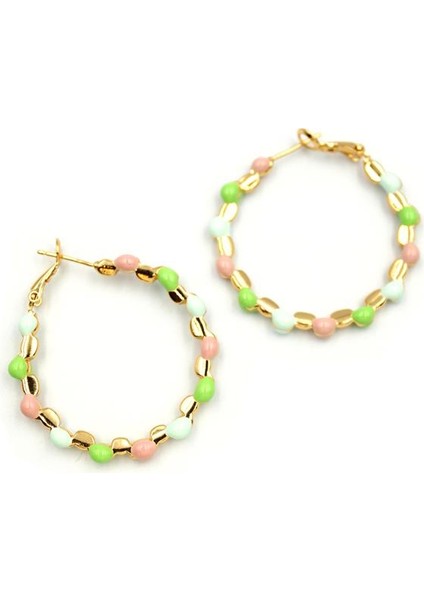 Mineli Halka Küpe - Yeşil fiyatları