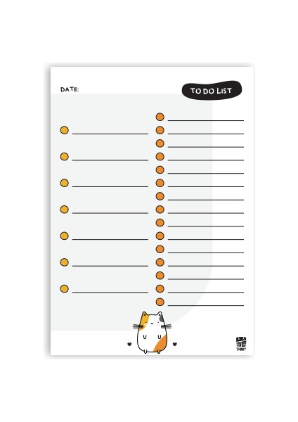 Sevimli Kedi To Do List Bloknot - Sarı