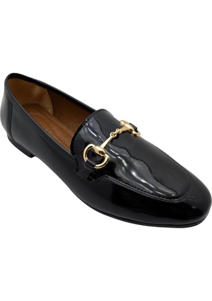 Vivianne | Kadın Suni Deri Babet - Siyah-Rugan - 40 fırsatları