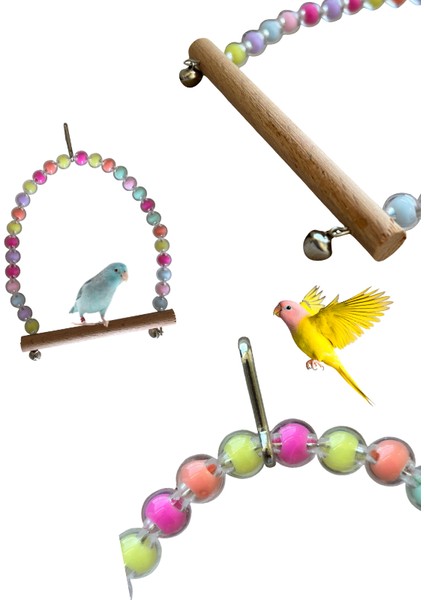 Muhabbet Kuşu Için Salıncak Kuş Oyuncakları Muhabbet Kuşları Için Tünekli Çıngıraklı Kuş Tüneği fırsatları
