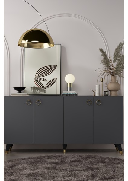 8201-1DD KB150 Konsol, Tv Ünitesi Antrasit-Altın