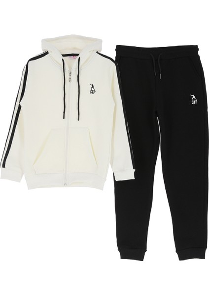 Kız Çocuk 3 Iplik-Fermuarlı-Kapüşonlu-Kanguru Cepli Eşofman Takımı 12-16 Yaş 12376