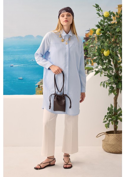 Robası Verev Çizgili Gömlek Açık Mavi indirimleri