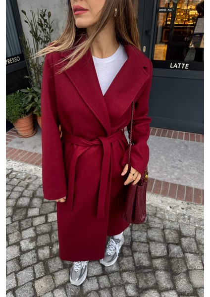 Koyu Kırmızı Astarlı Kaşe Kaban fiyatları