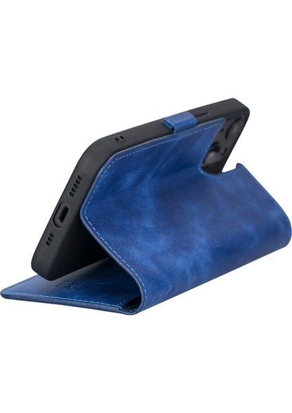 Apple iPhone 13 Uyumlu Deri Cüzdanlı Kılıf Okyanus Mavi indirimleri