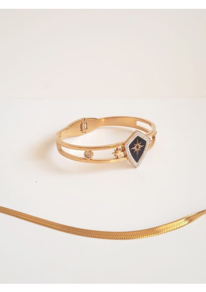 Çelik Kuzey Yıldızı Kelepçe Bileklik