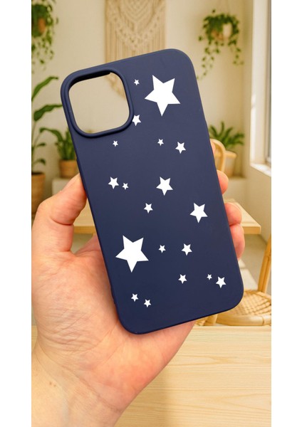 iPhone 12 ve 12 Pro Uyumlu Mini Yıldız Desenli Silikon Darbe Emici Klasik Korumalı Rubber KILIF277