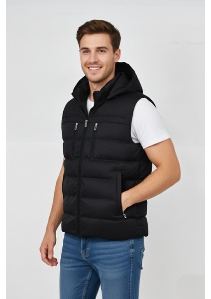 Erkek Kapüşonlu Spor Yelek 4021 BGL-ST04900