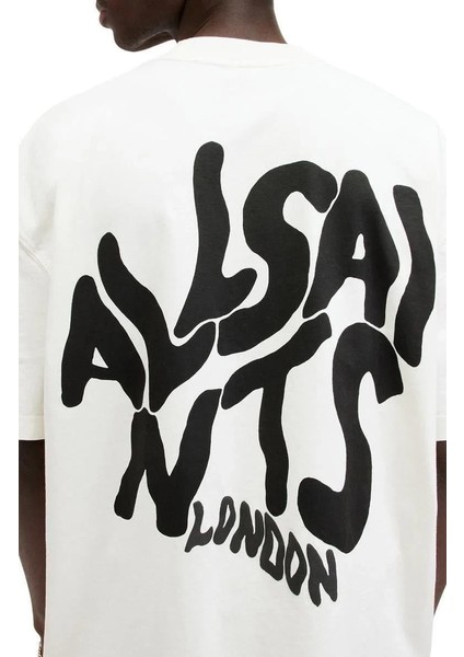 Erkek Baskılı Oversize T-Shirt - Beyaz fiyatları