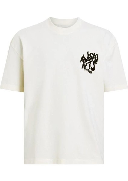 Erkek Baskılı Oversize T-Shirt - Beyaz indirimleri